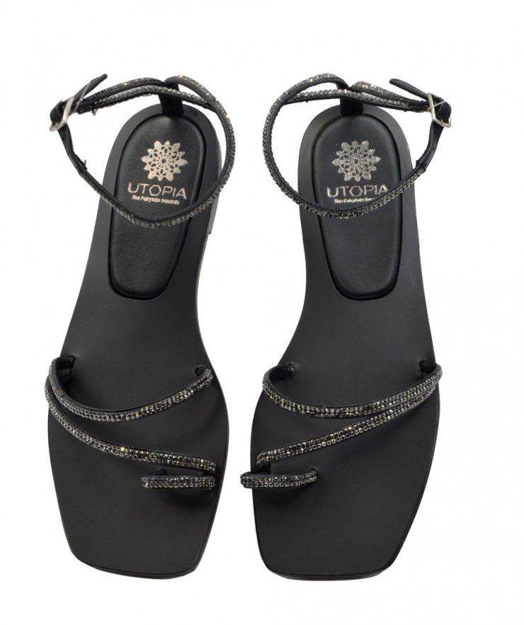 SANDAL U14-014 BLACK LEATHER