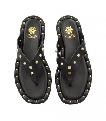 SANDAL U11-001 BLACK LEATHER 1