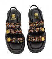 SANDAL U10-004 BLACK FABRIC 1