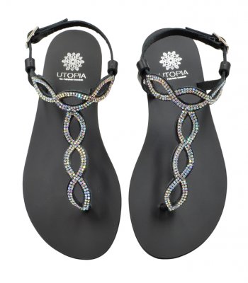 SANDAL U1-096 BLACK LEATHER 1