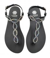 SANDAL U1-096 BLACK LEATHER 1