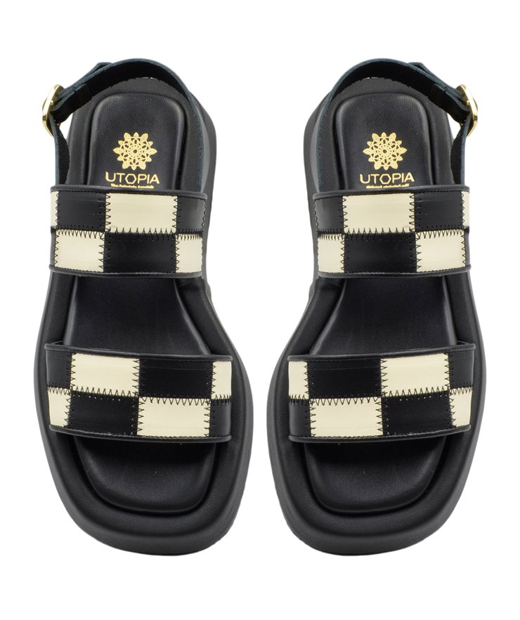SANDAL U10-015 BLACK / WHITE LEATHER