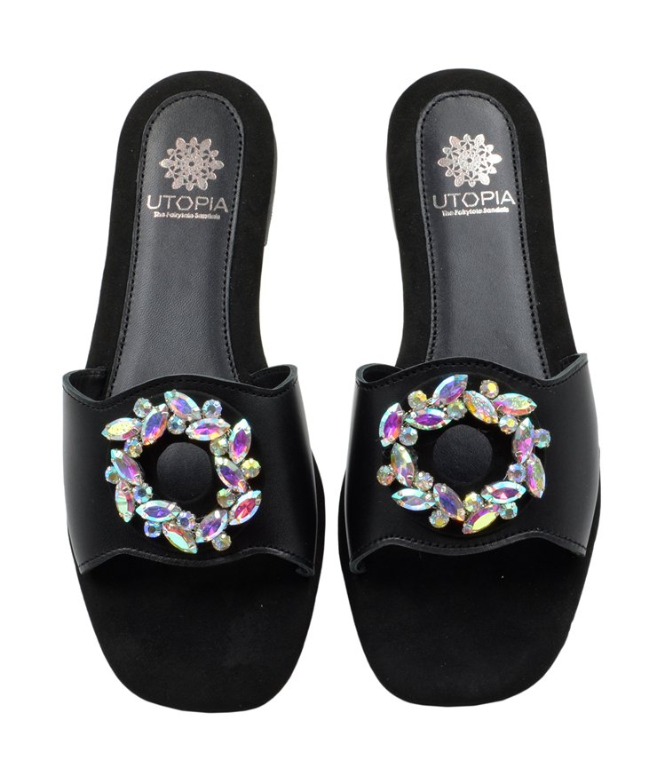LUXURY SANDAL U33-005 BLACK LEATHER