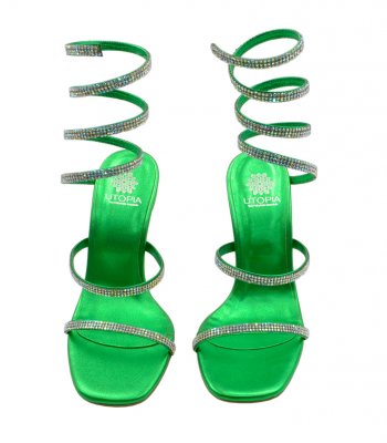 HIGH HEELED SANDAL U38-004 GREEN LEATHER 1