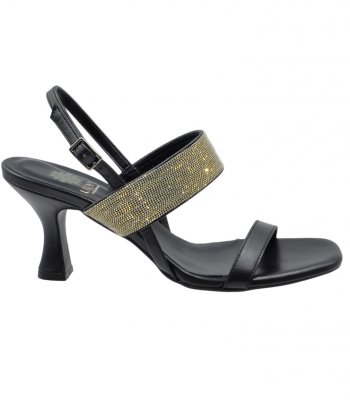 HEELED SANDAL U39-004 BLACK LEATHER 2