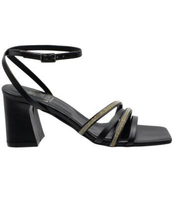 HEELED SANDAL U40-001 BLACK LEATHER 2