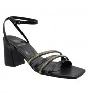 HEELED SANDAL U40-001 BLACK LEATHER 3