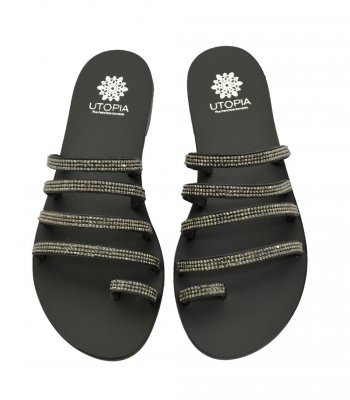 SANDAL U1-002 BLACK LEATHER 1