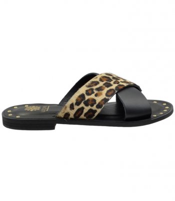 SANDAL U41-004 BLACK LEOPARD LEATHER 2