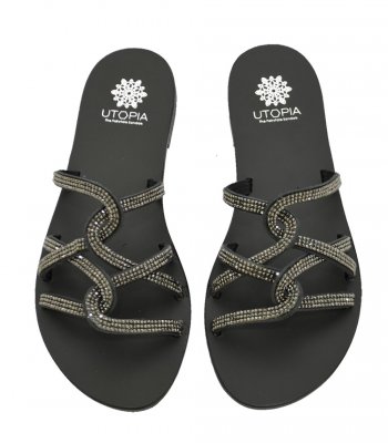 SANDAL U1-003 BLACK LEATHER 1