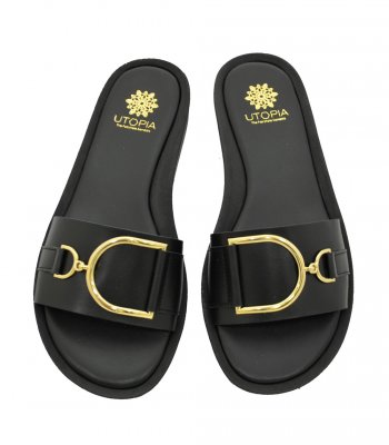 SANDAL U3-001 BLACK LEATHER 1