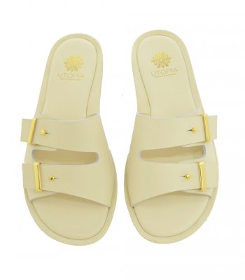 SANDAL U3-003 OFF WHITE LEATHER 1