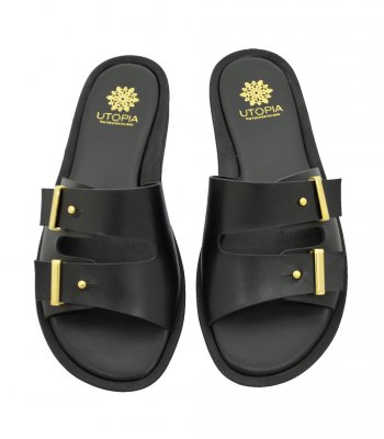 SANDAL U3-003 BLACK LEATHER 1