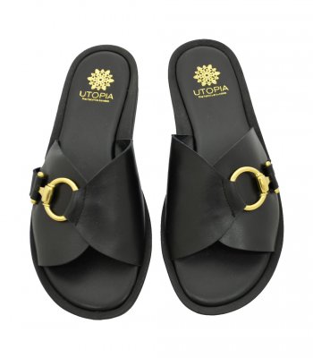 SANDAL U3-004 BLACK LEATHER 1