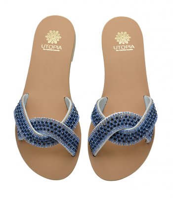 SANDAL U1-030 BLUE STRASS 1