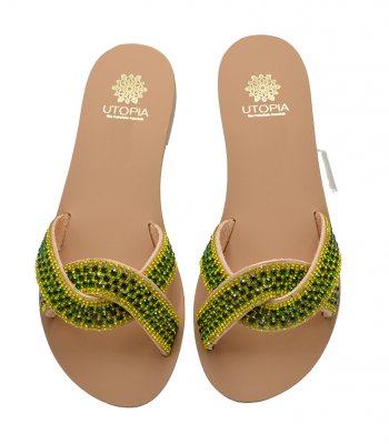 SANDAL U1-030 GREEN STRASS 1