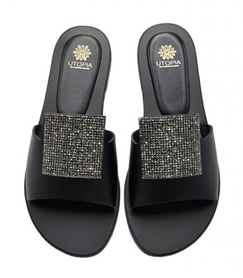 SANDAL U42-002 BLACK LEATHER 1