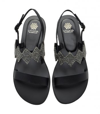 SANDAL U42-009 BLACK LEATHER 1