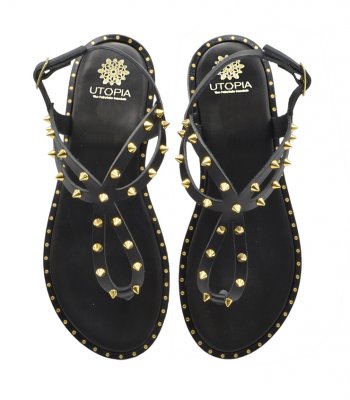 SANDAL U2-048 BLACK LEATHER 1