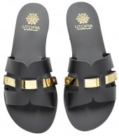SANDAL U1-117 BLACK LEATHER 1