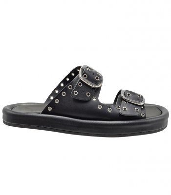 SANDAL U49-001 BLACK LEATHER 2