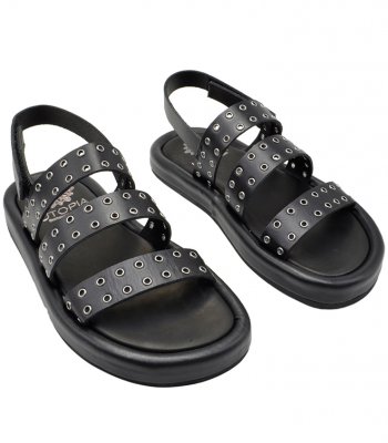 SANDAL U49-004 BLACK LEATHER 1