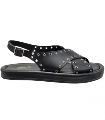 SANDAL U49-006 BLACK LEATHER 2