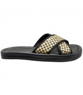 SANDAL U10-011 BLACK RAFFIA & LEATHER 2