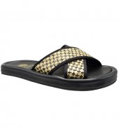 SANDAL U10-011 BLACK RAFFIA & LEATHER 3