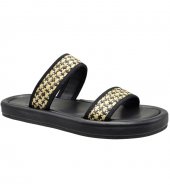 SANDAL U49-010 BLACK RAFFIA & LEATHER 3