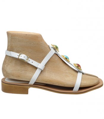 HEELED SANDAL U45-009 WHITE LEATHER 2