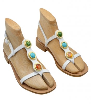 HEELED SANDAL U45-009 WHITE LEATHER 1