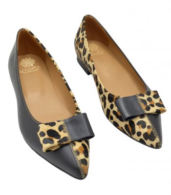 BALLERINAS U75-004 BLACK LEATHER-PONY LEOPARD 1