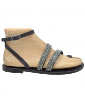 SANDAL U1-169  BLACK LEATHER 2