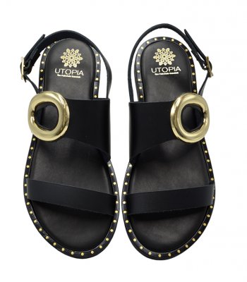 SANDAL U2-072 BLACK LEATHER 1