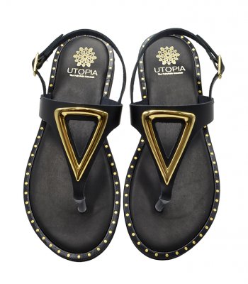 SANDAL U2-075 BLACK LEATHER 1