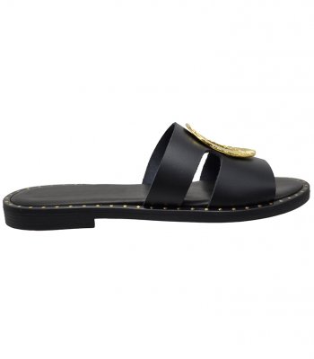 SANDAL U2-077  BLACK LEATHER 2