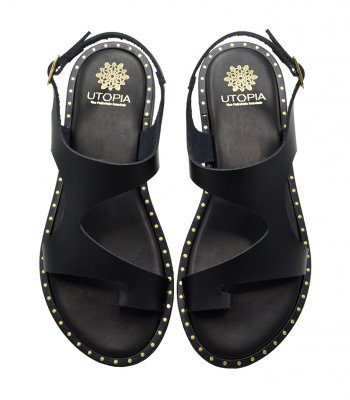 SANDAL U2-078 BLACK LEATHER 1