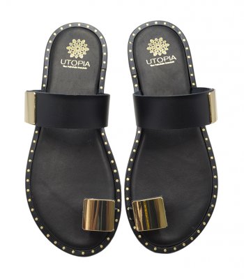 SANDAL U2-079 BLACK LEATHER 1