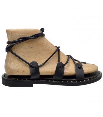 SANDAL U2-080  BLACK LEATHER 2