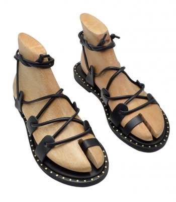 SANDAL U2-080  BLACK LEATHER 1
