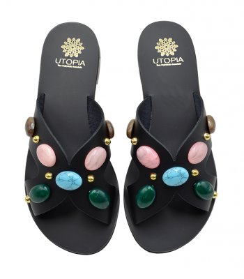SANDAL U1-153 BLACK LEATHER 1