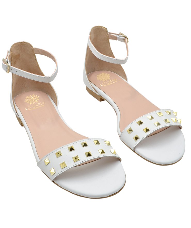 HEELED SANDAL U103-004 WHITE LEATHER