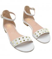 HEELED SANDAL U103-004 WHITE LEATHER 1
