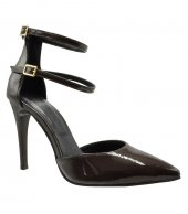 HIGH HEEL PUMPS  U25-604 BROWN PATENT 2