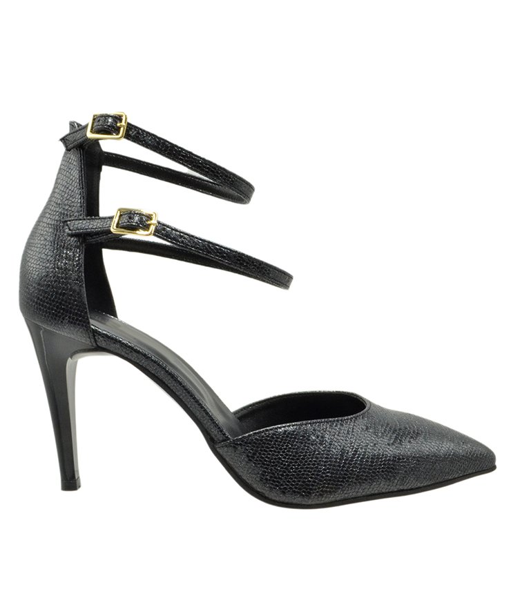 HIGH HEEL PUMPS U25-604 BLACK SNAKE PU