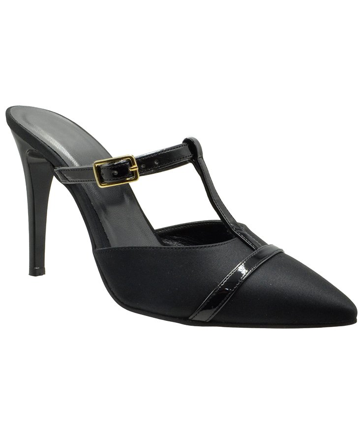 HIGH HEEL PUMPS U25-605 BLACK SATIN 