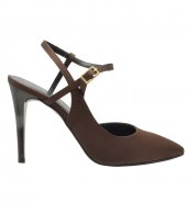 HIGH HEEL PUMPS  U25-606 BROWN SATIN 1