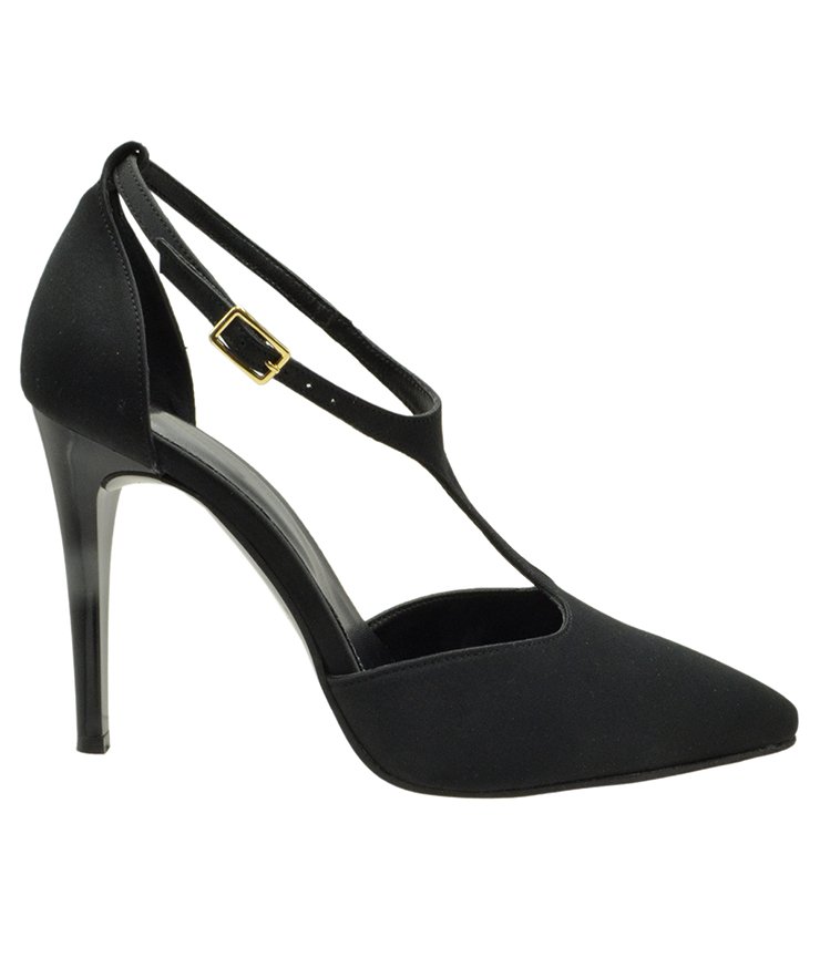 HIGH HEEL PUMPS U25-609 BLACK SATIN 