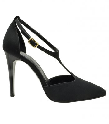 HIGH HEEL PUMPS U25-609 BLACK SATIN  1